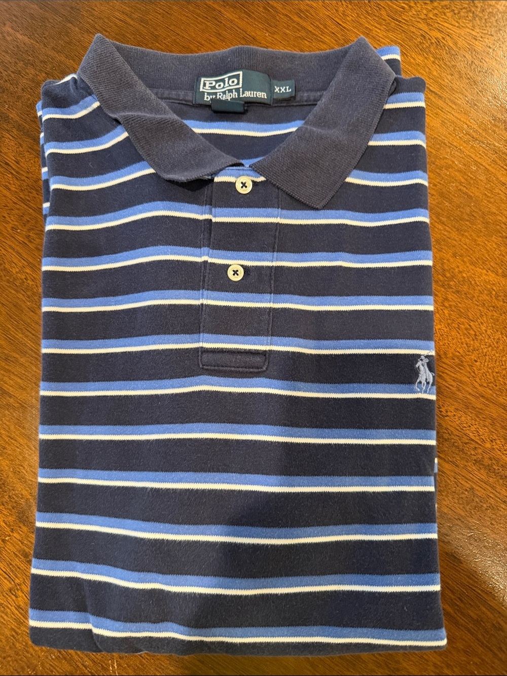 Polo by Ralph Lauren Navy, Light Blue & White Striped Polo